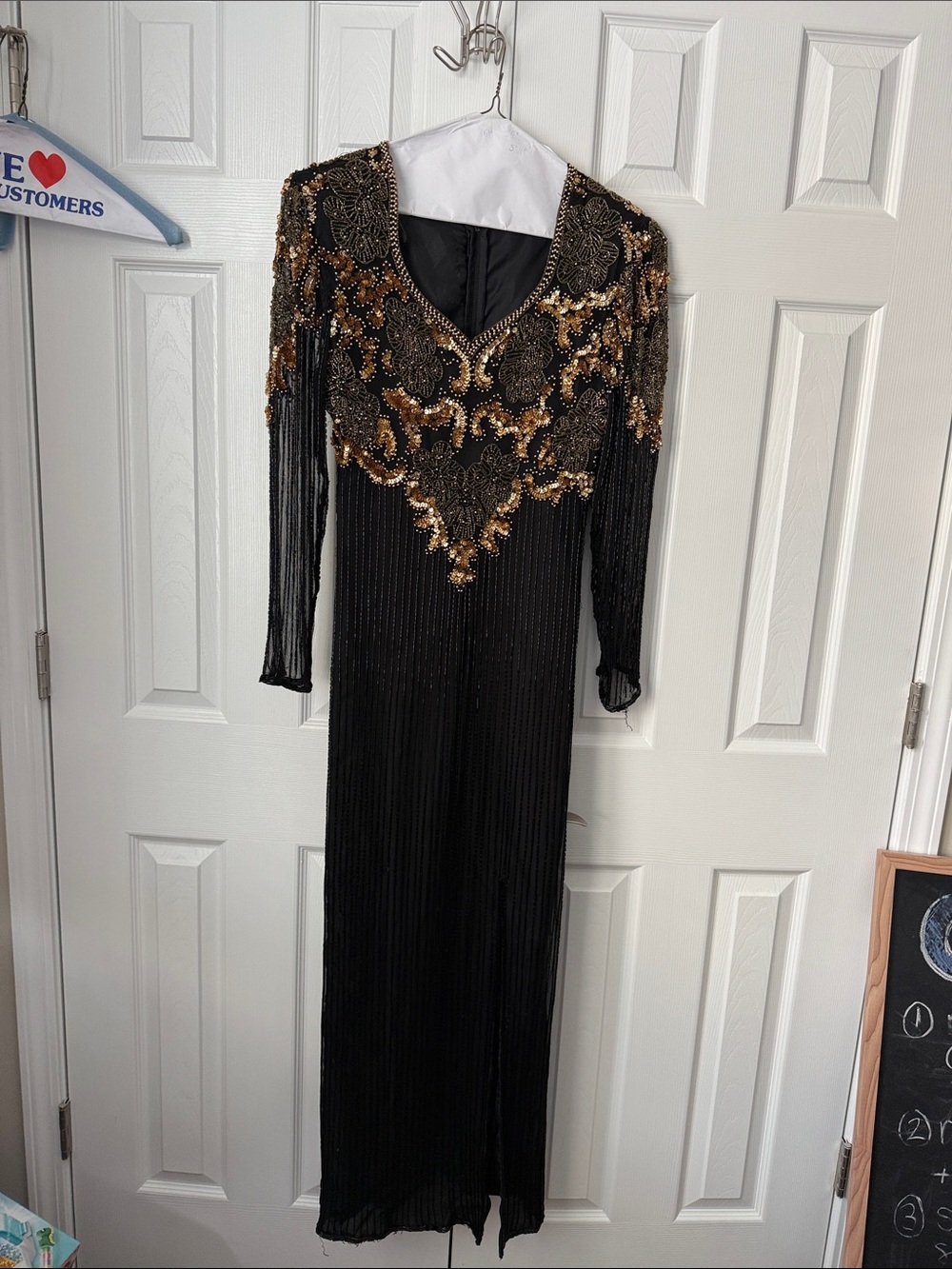 Laurence Kazar Black Evening Gown with Gold Embellishment